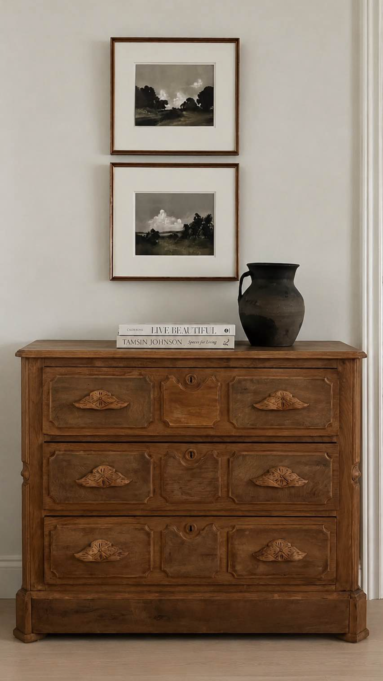 Antique Victorian Chest of Drawers | Solid Wood Vintage Dresser