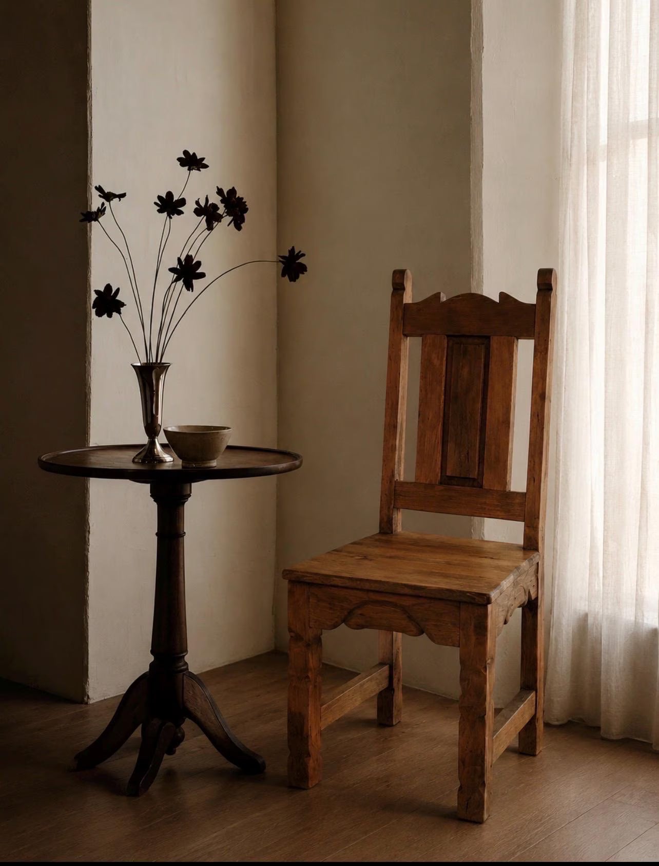 Set of Four hand-made pine dining chairs