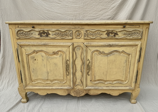 1800s French Provincial Hand Carved Buffet Cabinet