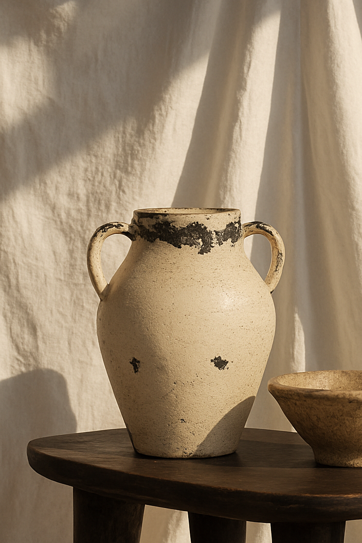 Distressed Antiqued Amphora – Noir Crest