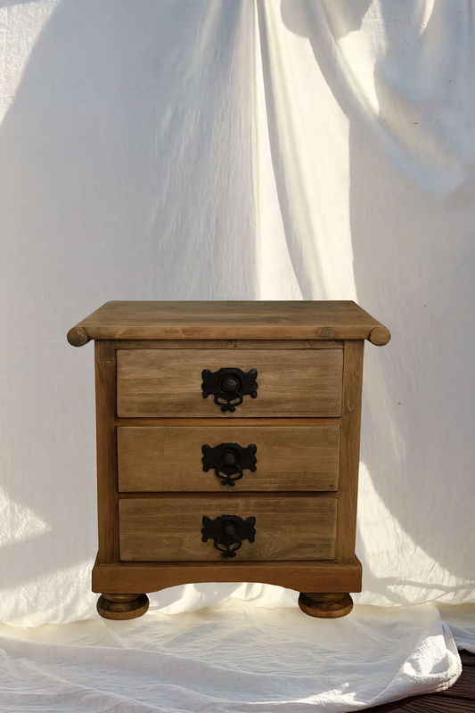 primitive antique multi- tinted wood side table