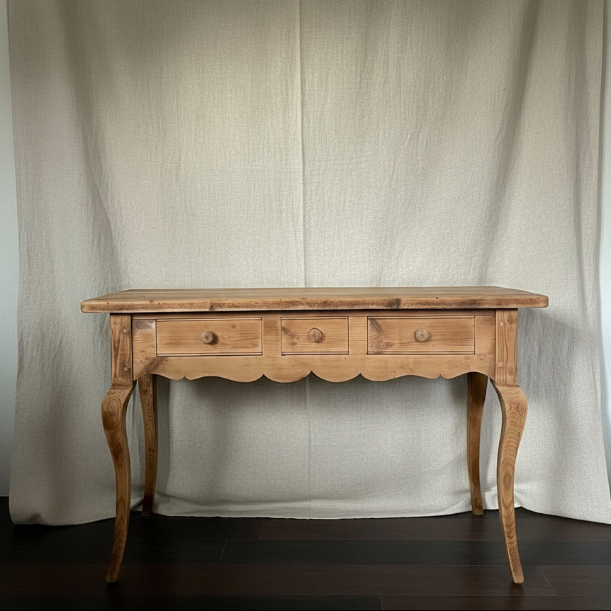 French Country Console Table – Carved Cabriole Leg