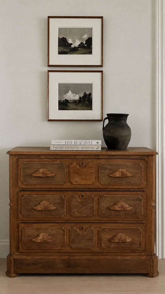 Antique Victorian Chest of Drawers | Solid Wood Vintage Dresser