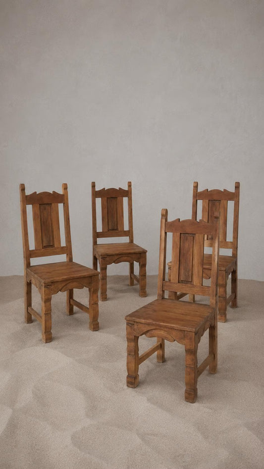 Set of Four hand-made pine dining chairs